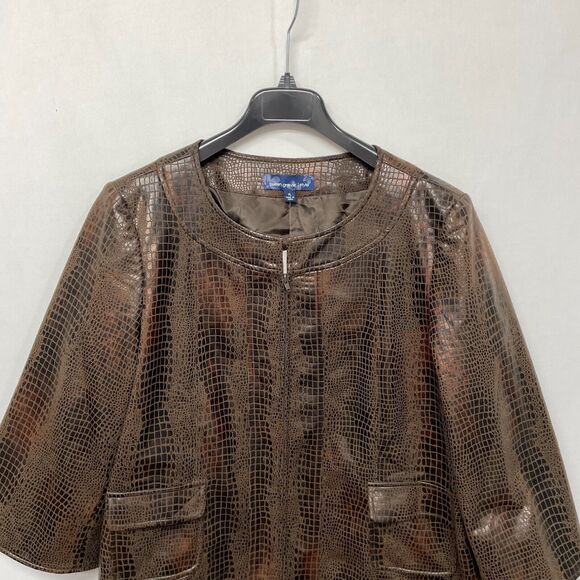 Susan Graver Women Full Zip Brown Jacket Size XL X-Large B334 -25 - Picture 11 of 16